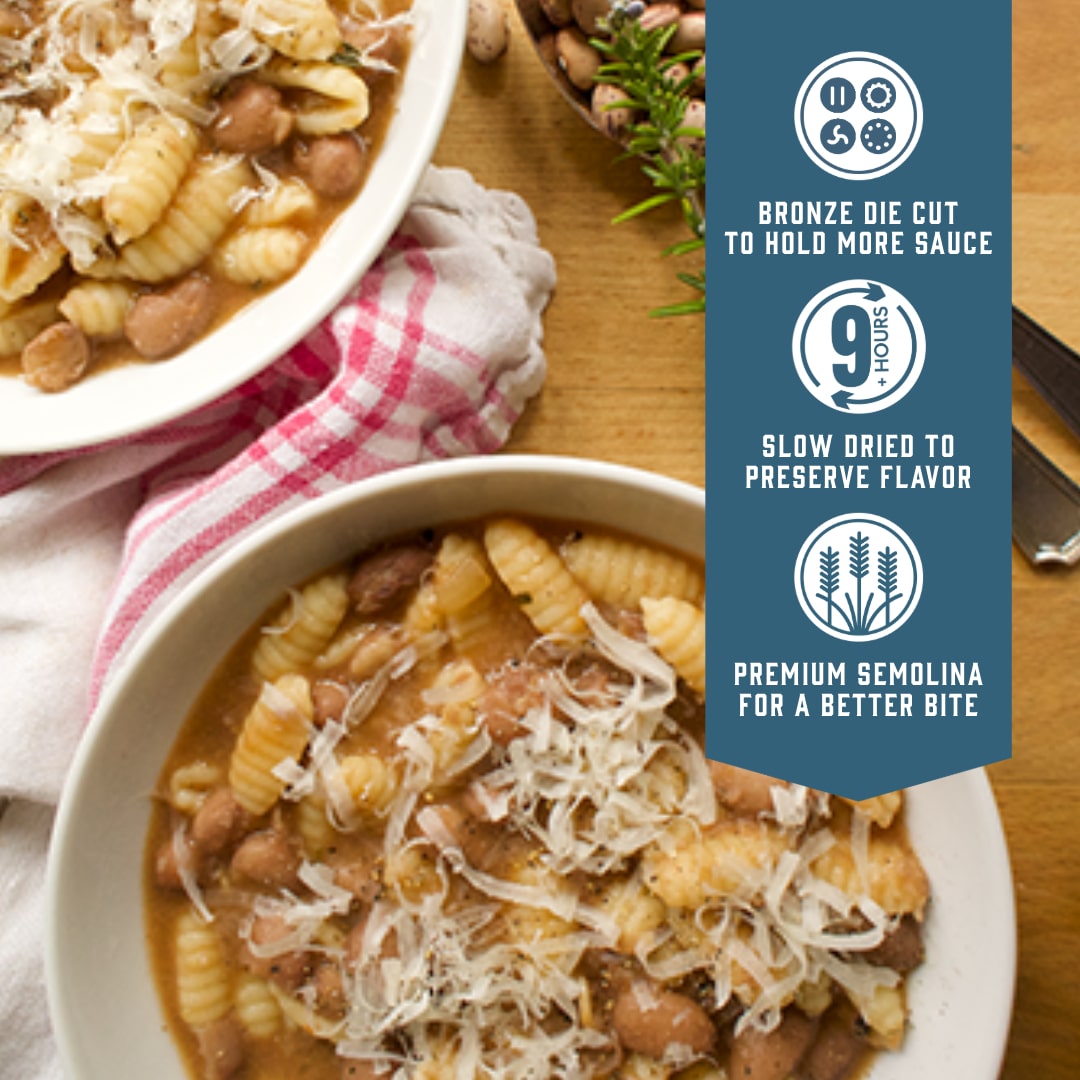 Sfoglini Cavatelli - Bronze die cut to hold more sauce. Slow dried to preserve flavor. Premium semolina for a better bite.
