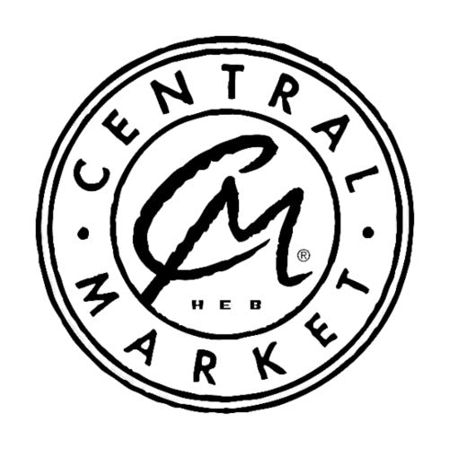 Black and white logo of Central Market HEB on a white background