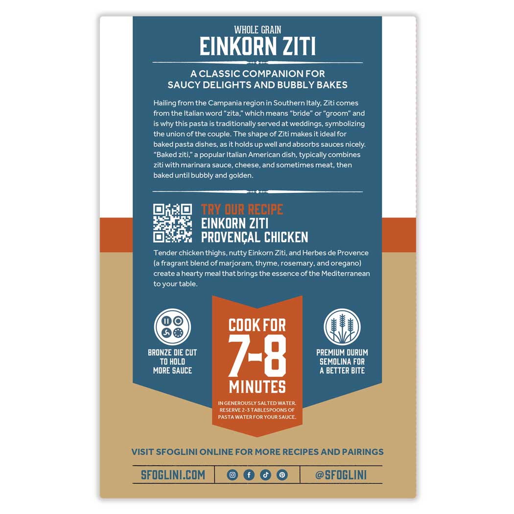 Sfoglini Einkorn Ziti Organic Pasta