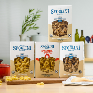 Best of Sfoglini Pasta Sampler - Organic Semolina Trumpets, Whole Grain Blend Reginetti, Porcini Trumpets, and Cascatelli by Sporkful