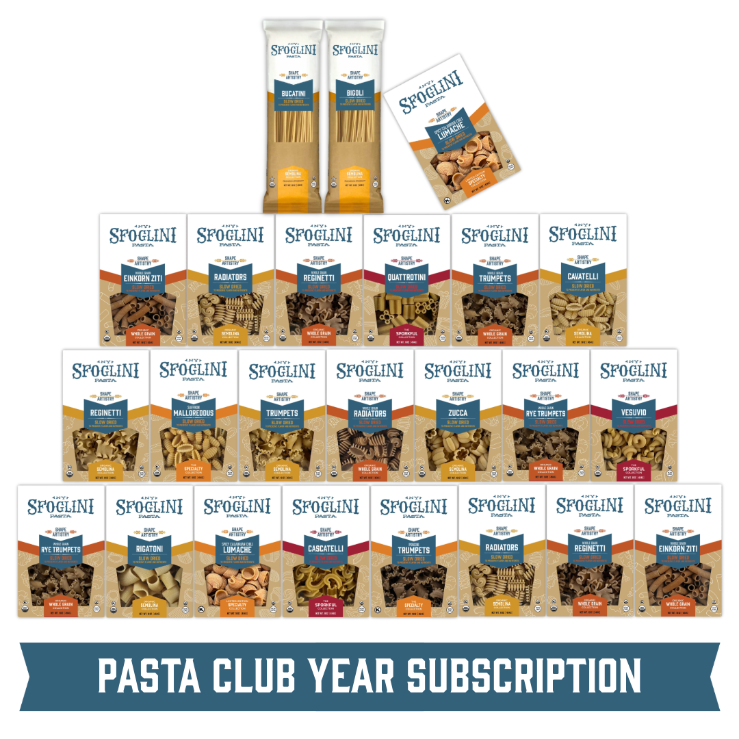The Sfoglini Pasta Club - Year of Pasta Subscription: Semolina, Whole Grain, and Specialty Flavored Pasta