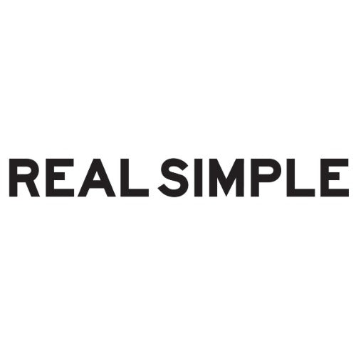 Black 'REAL SIMPLE' text on a white background
