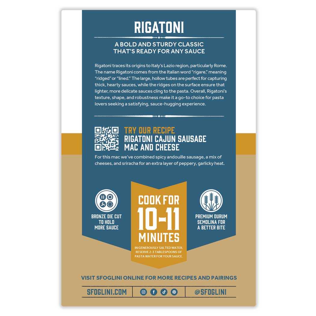 Sfoglini Semolina Rigatoni Organic Pasta 