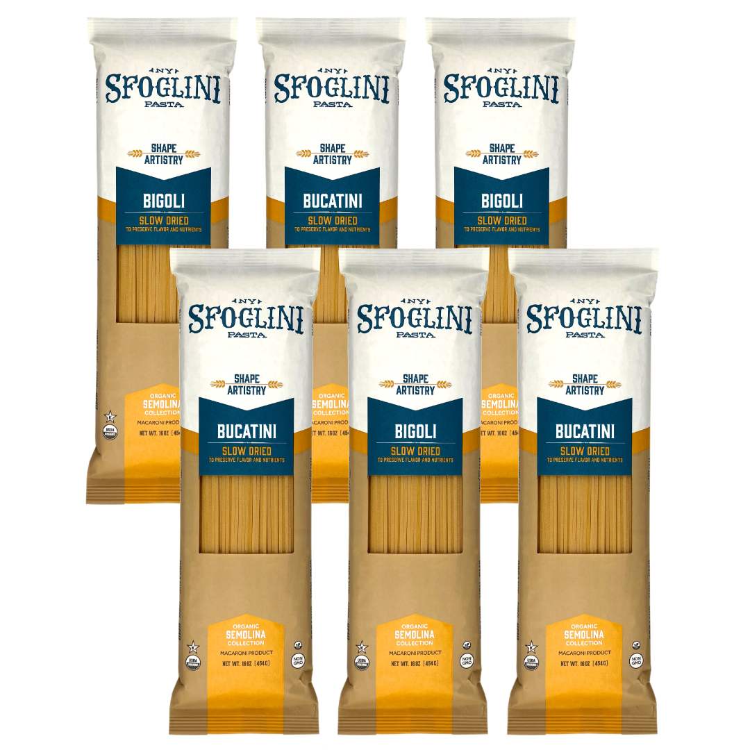 Sfoglini Organic Durum Semolina Wheat Pasta - Bucatini and Bigoli Variety Pack