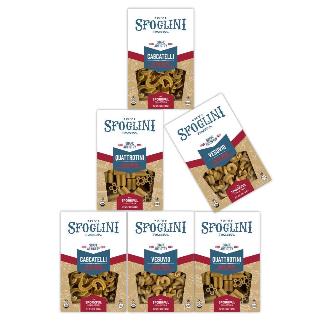 The Sporkful Collection Variety Pack - Cascatelli, Vesuvio and Quattrotini - Sfoglini Organic Durum Semolina Wheat Pasta