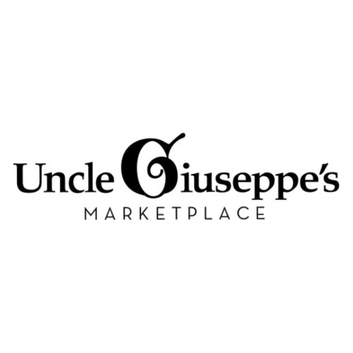 Logo of Uncle Giuseppe's Marketplace with a stylized 'O' in black on a white background
