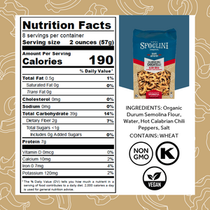 Nutrition Facts for Calabrian Chili Cascatelli by Sporkful