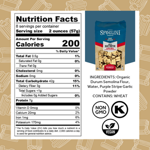 Nutrition Facts for Garlic Quattrotini by Sporkful