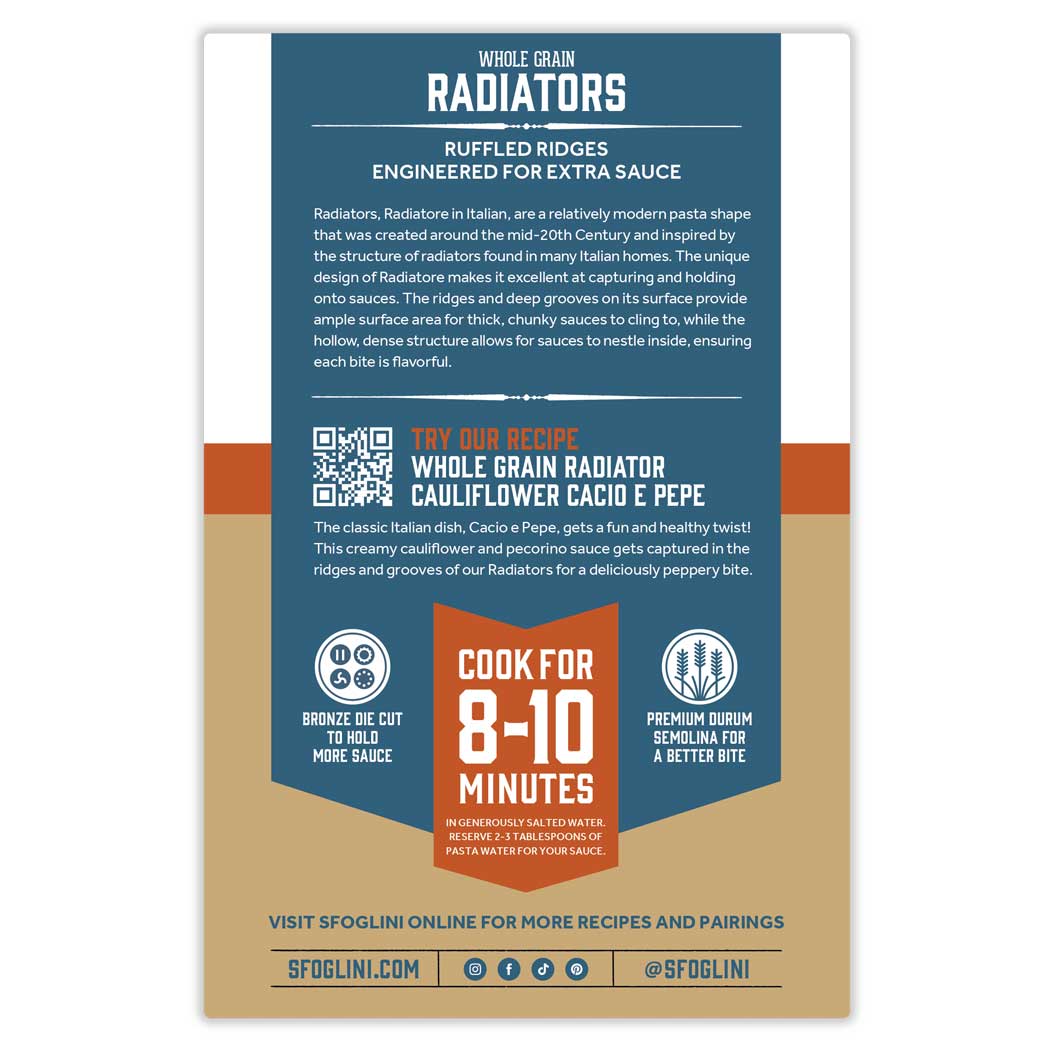 Sfoglini Whole Grain Blend Radiators Organic Pasta