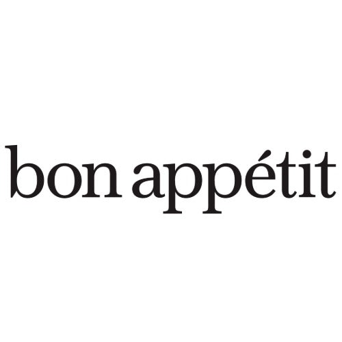 Text 'bon appetit' in black on a white background