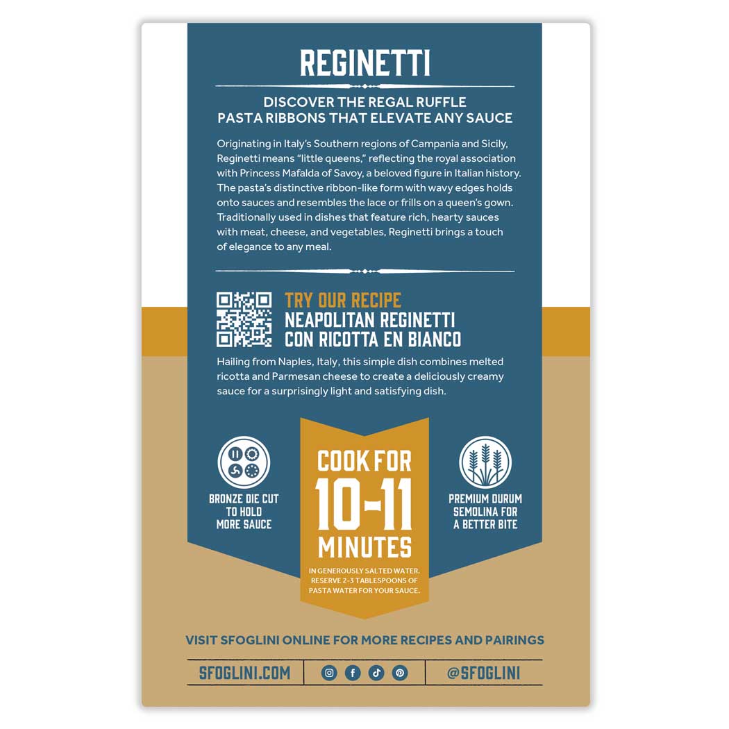 Sfoglini  Durum Semolina Reginetti Organic Pasta